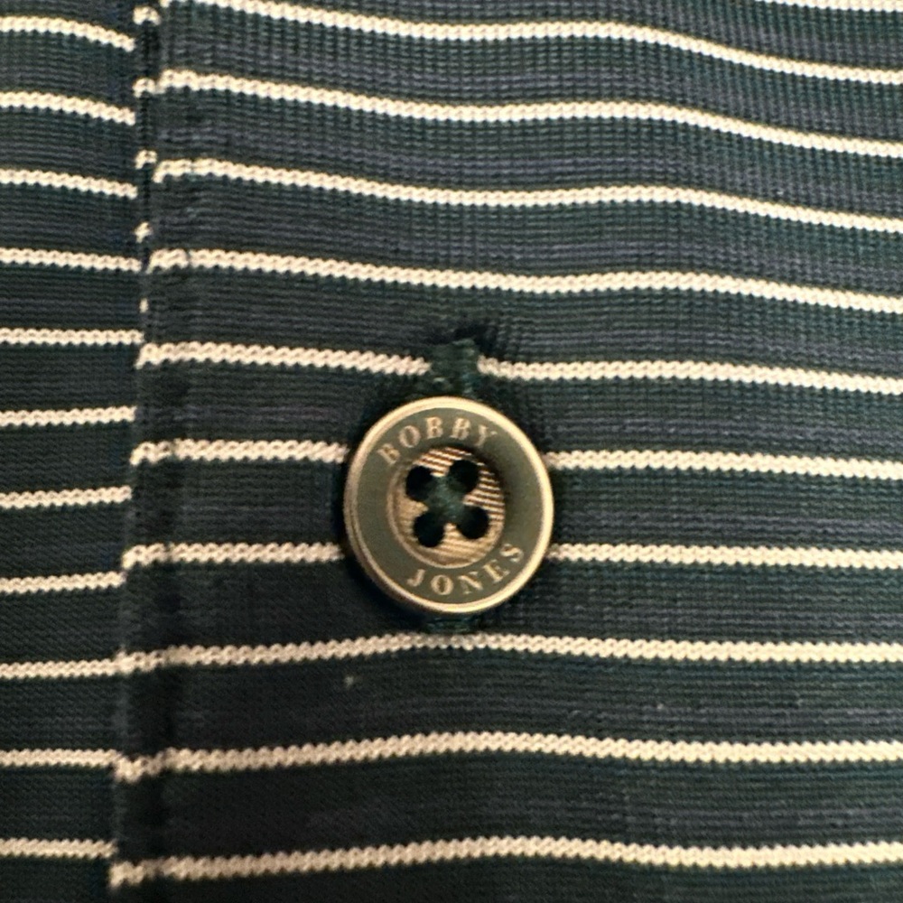 Bobby Jones x-h20 polo golf shirt logo the‎ legend green stripe golfing office - Picture 4 of 6
